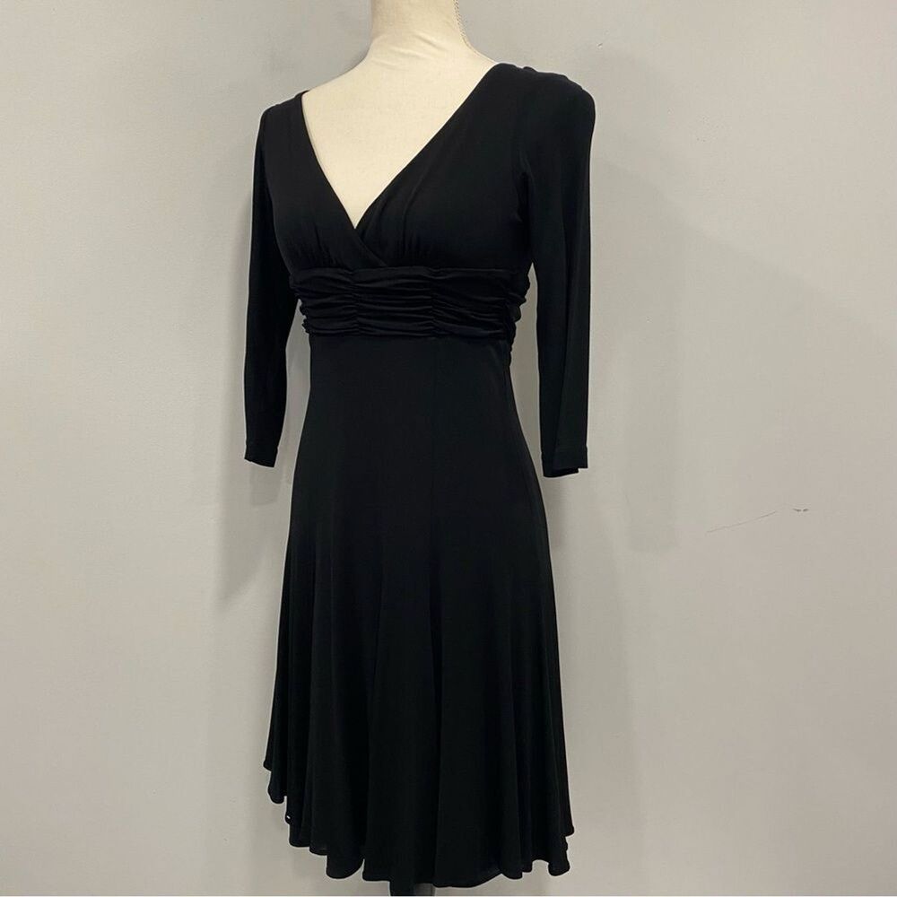 BCBG S Black Cocktail Knee Dress Open Tie Back Whimsigoth Fit & Flare Witchy